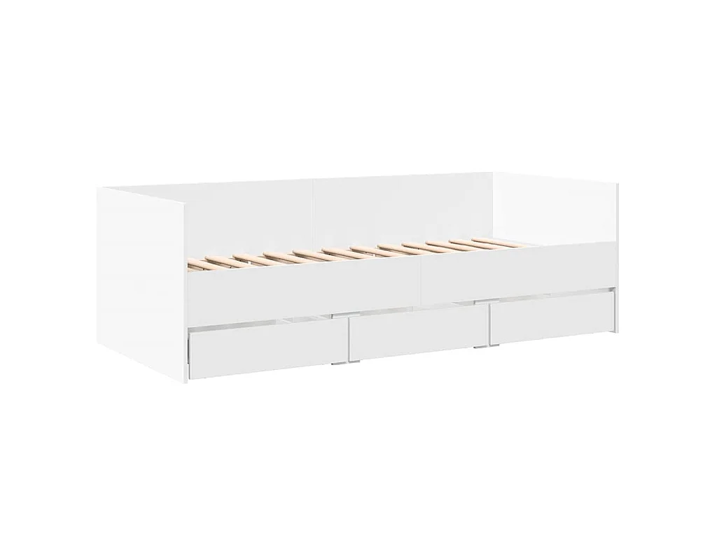 Lit de jour avec tiroirs sans matelas blanc 90x190 cm