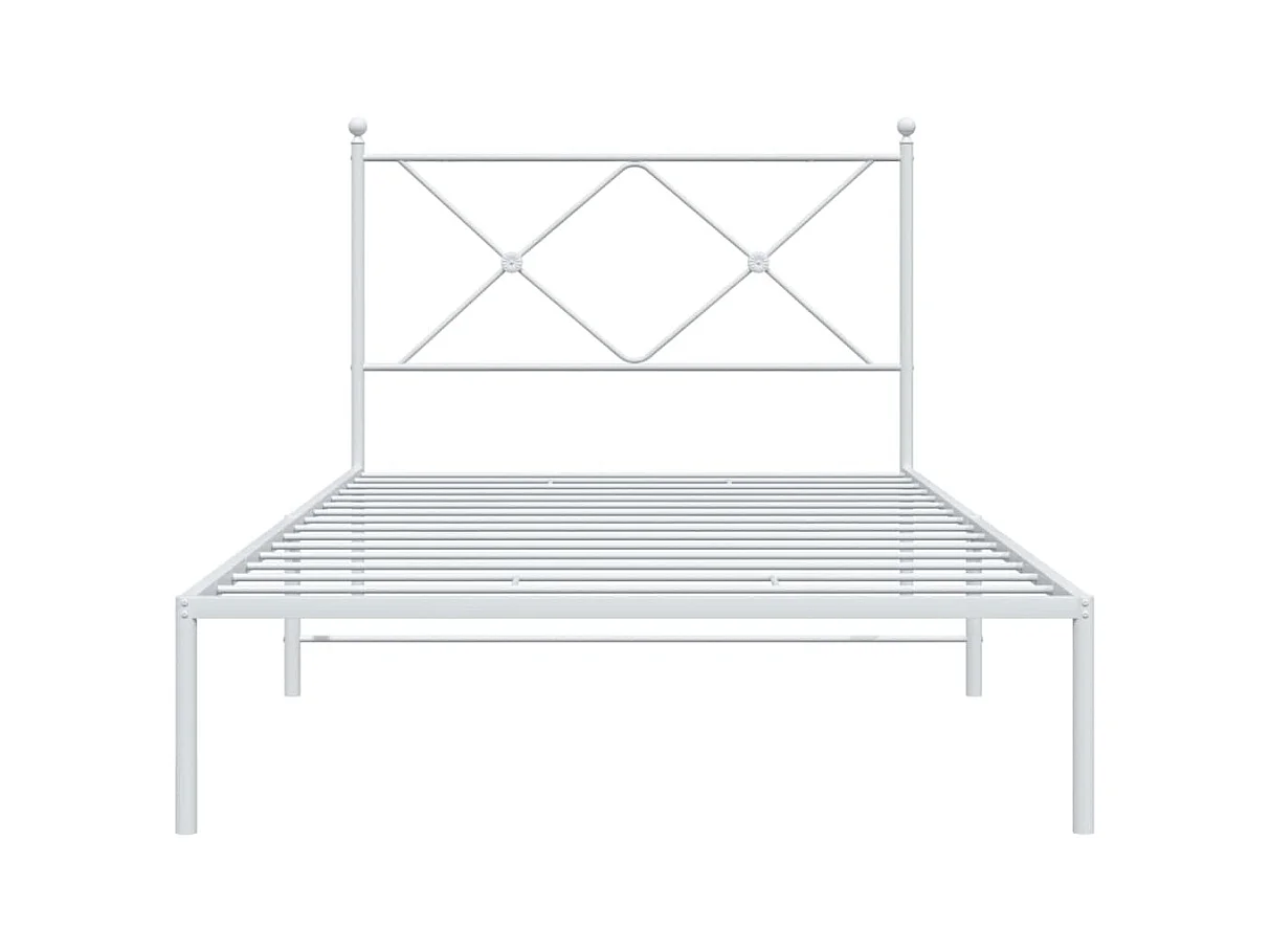 Cadre de lit métal sans matelas et tête de lit blanc 100x190 cm