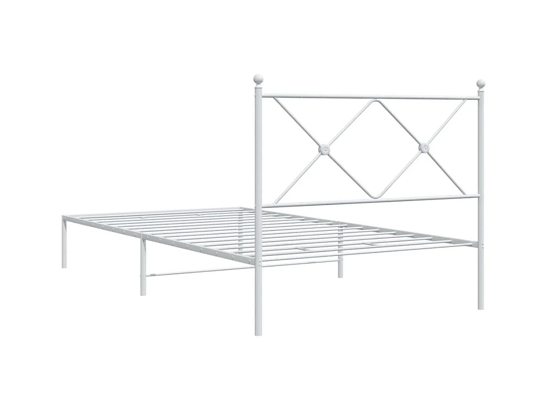 Cadre de lit métal sans matelas et tête de lit blanc 100x190 cm