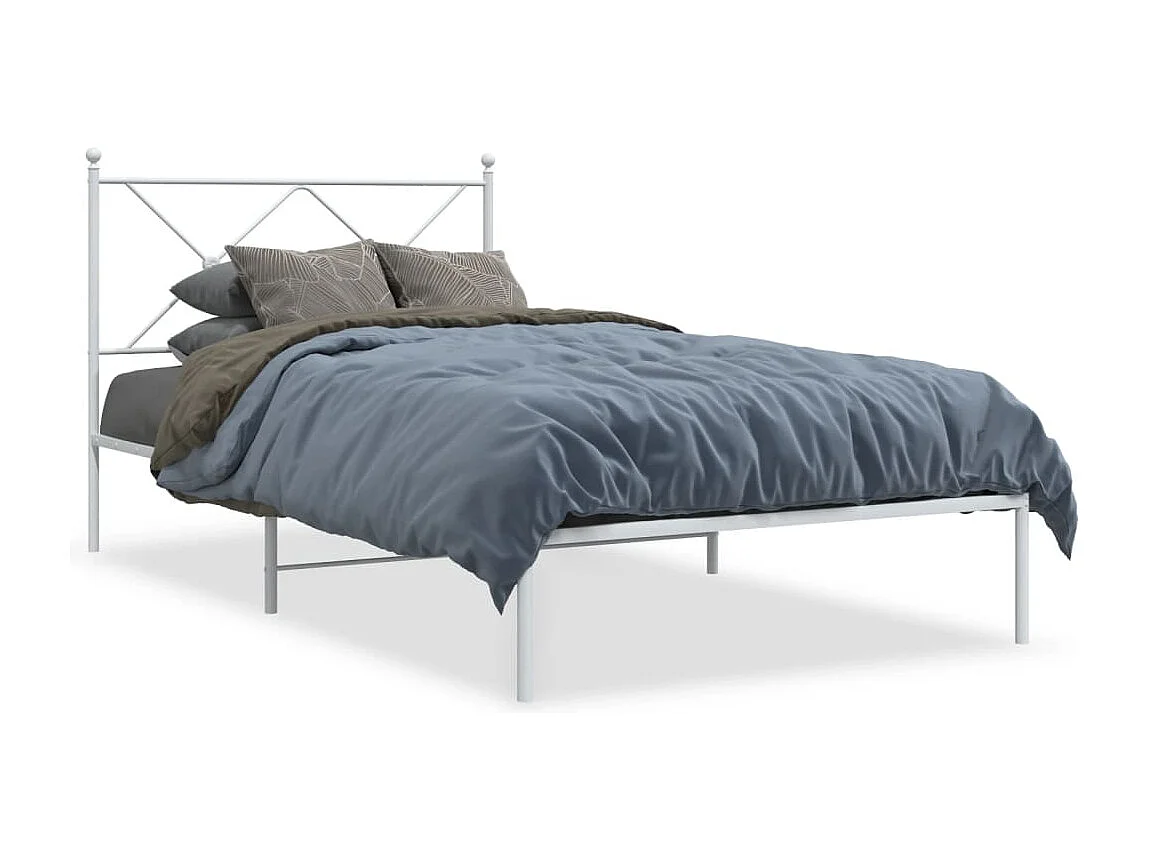 Estrutura de cama com cabeceira 100x190 cm metal branco