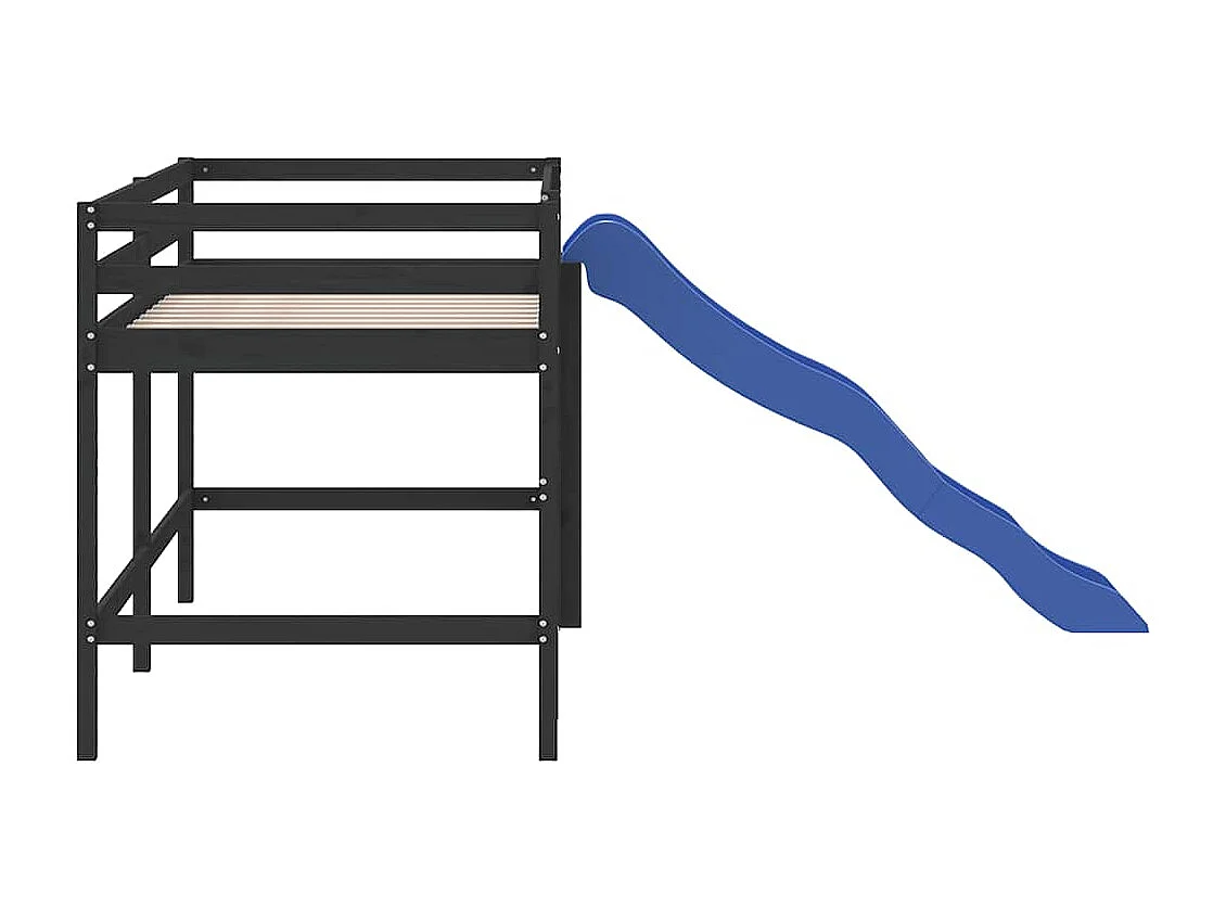 Lit mezzanine d'enfants sans matelas avec toboggan 90x190 cm
