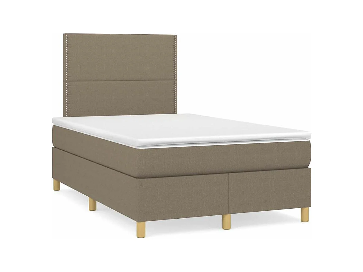 Sommier à lattes de lit matelas et LED taupe 120x190 cm tissu