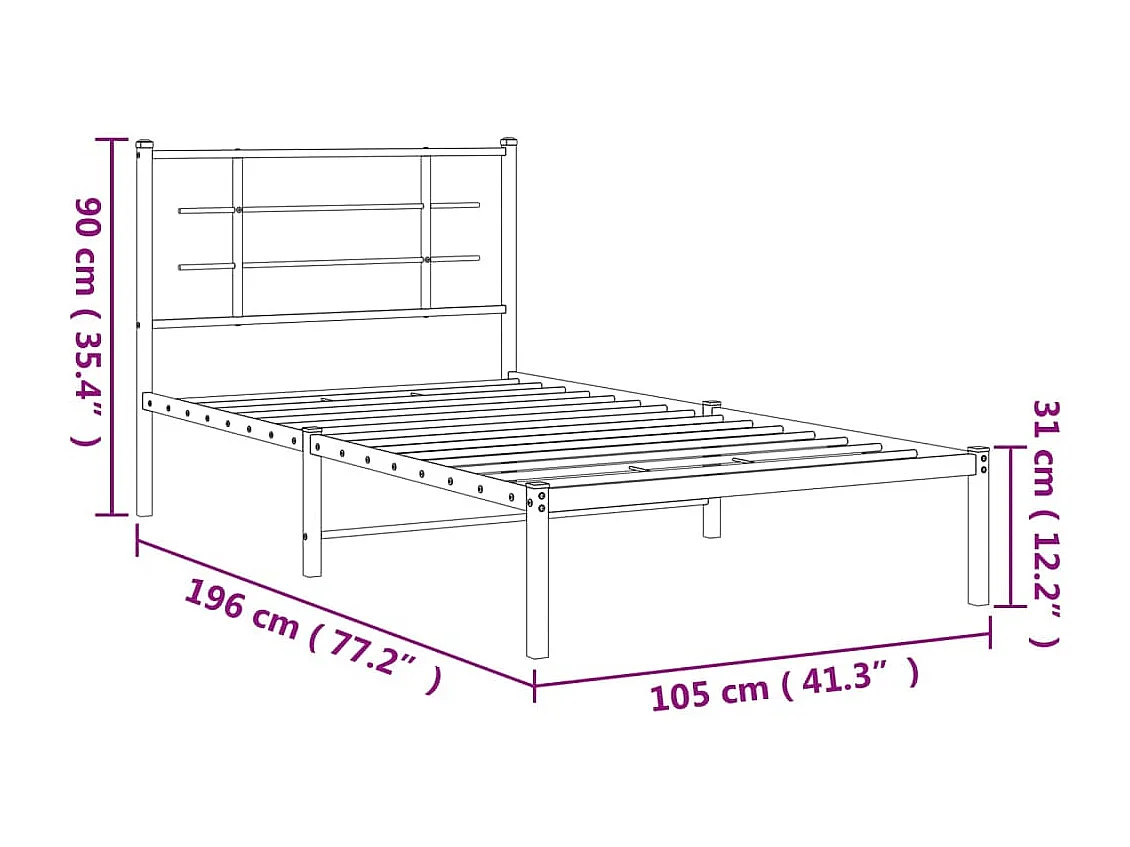 Bettgestell mit Kopfteil Metall Weiß 100x190 cm