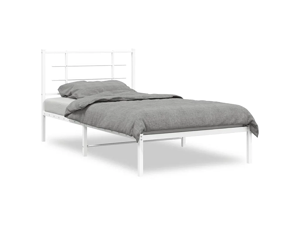 Estrutura de cama com cabeceira 100x190 cm metal branco