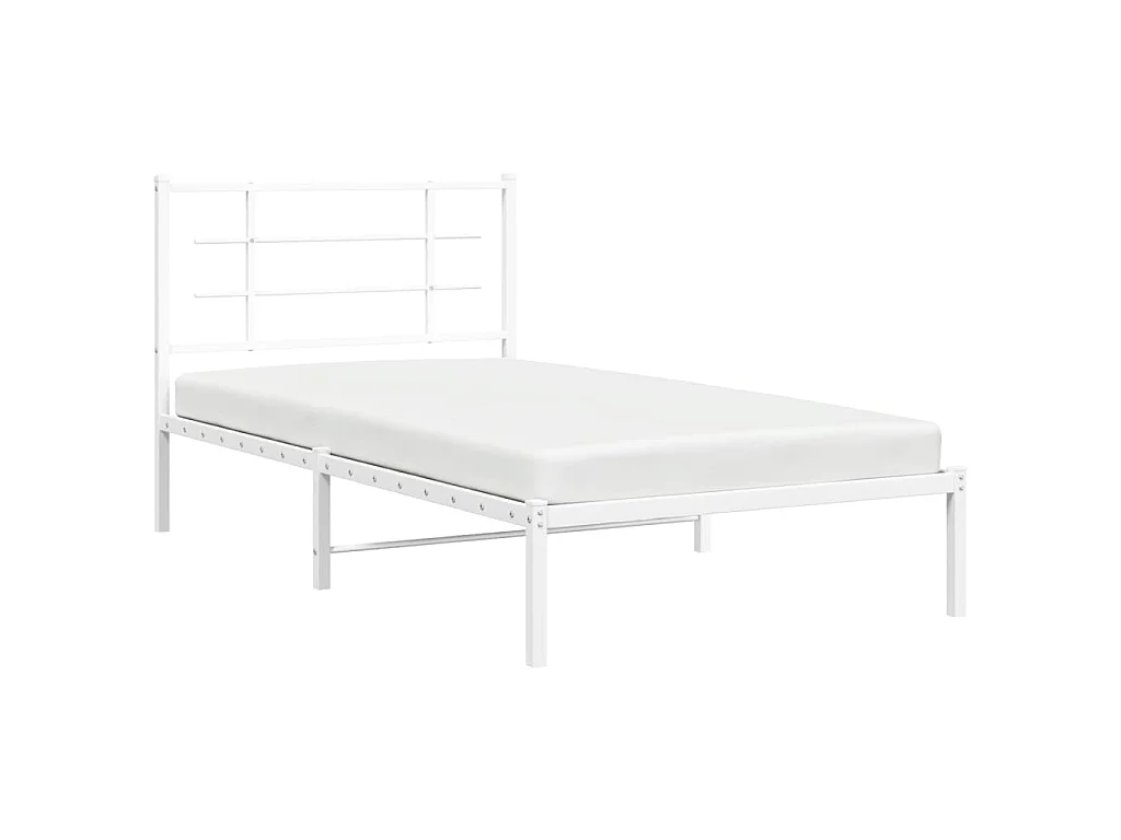 Cadre de lit métal sans matelas et tête de lit blanc 100x190 cm