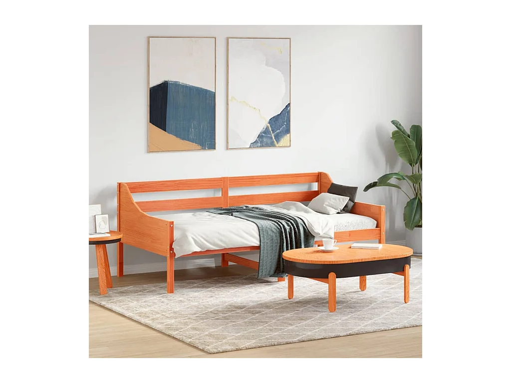 Dormeuse senza Materasso Marrone Cera 90x190 cm Legno di Pino