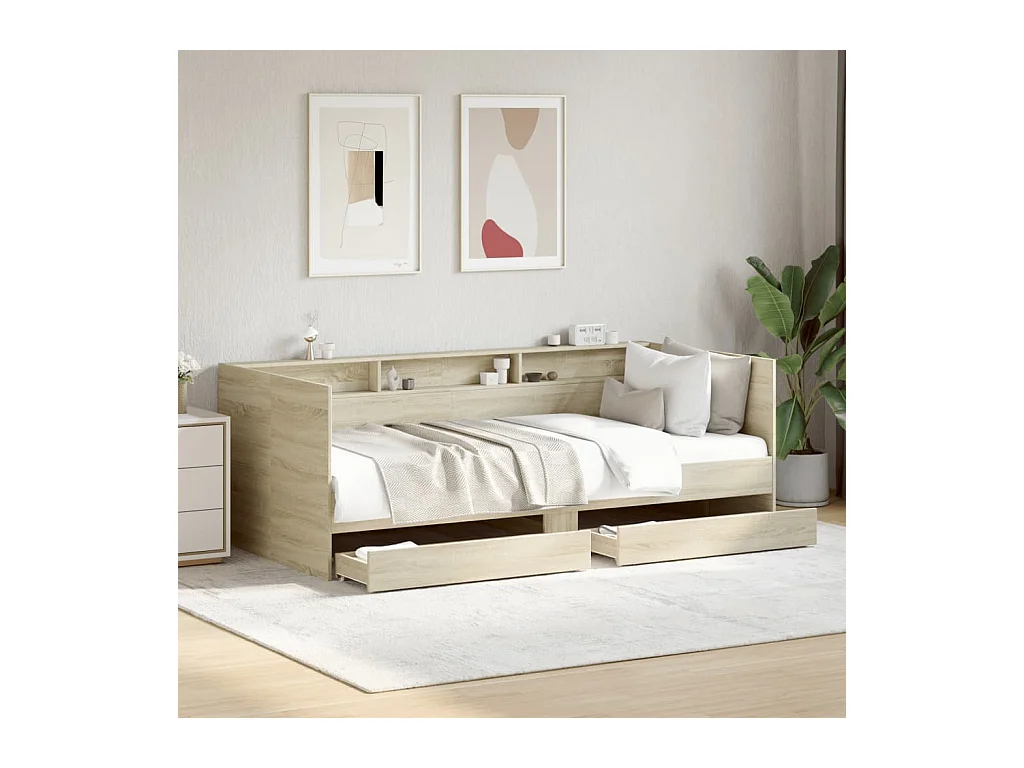 Lit de jour avec tiroirs sans matelas chêne sonoma 90x190 cm