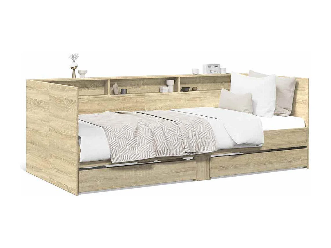 Slaapbank met lades zonder matras 90x190 cm sonoma eikenkleurig