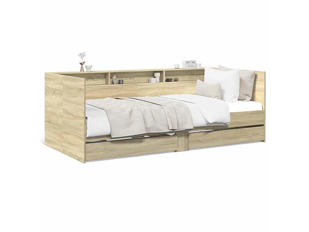 Lit de jour avec tiroirs sans matelas chêne sonoma 90x190 cm