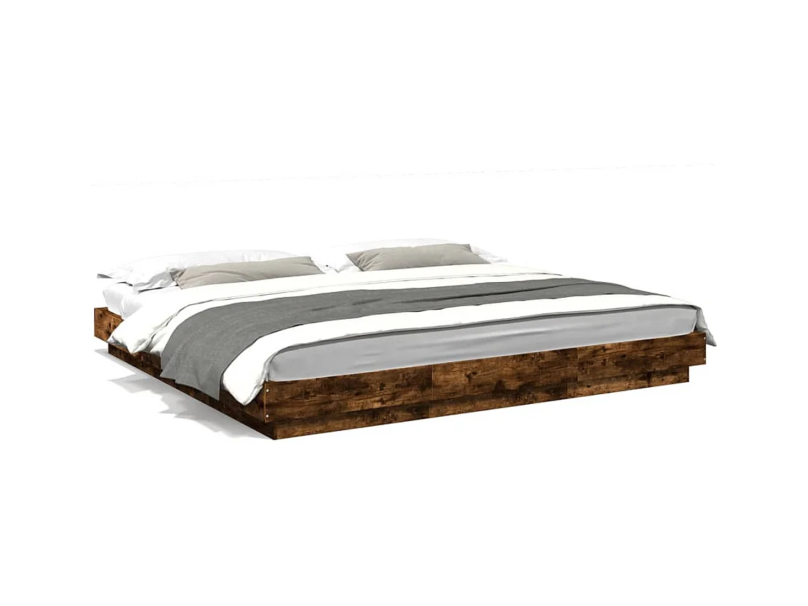 Cadre de lit sans matelas chêne fumé 200x200 cm