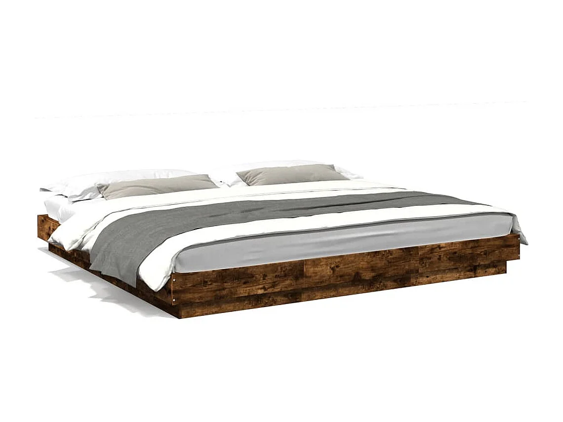 Bedframe bewerkt hout gerookt eikenkleurig 200x200 cm