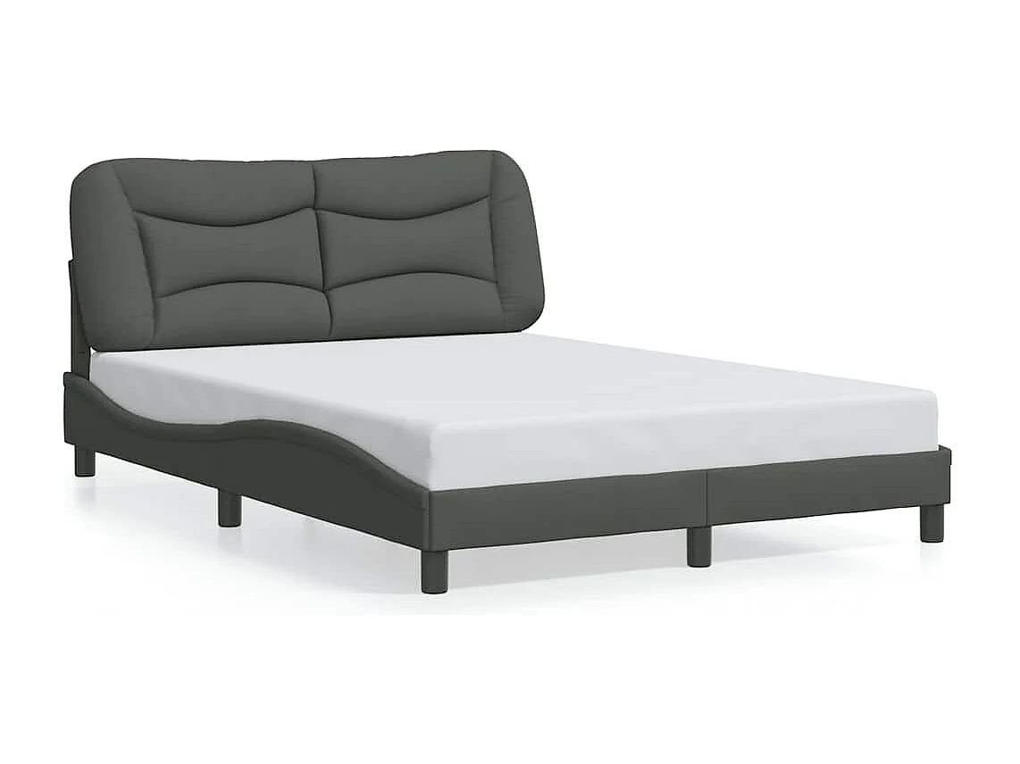 Cadre de lit sans matelas Hvar gris foncé 140x190 cm tissu