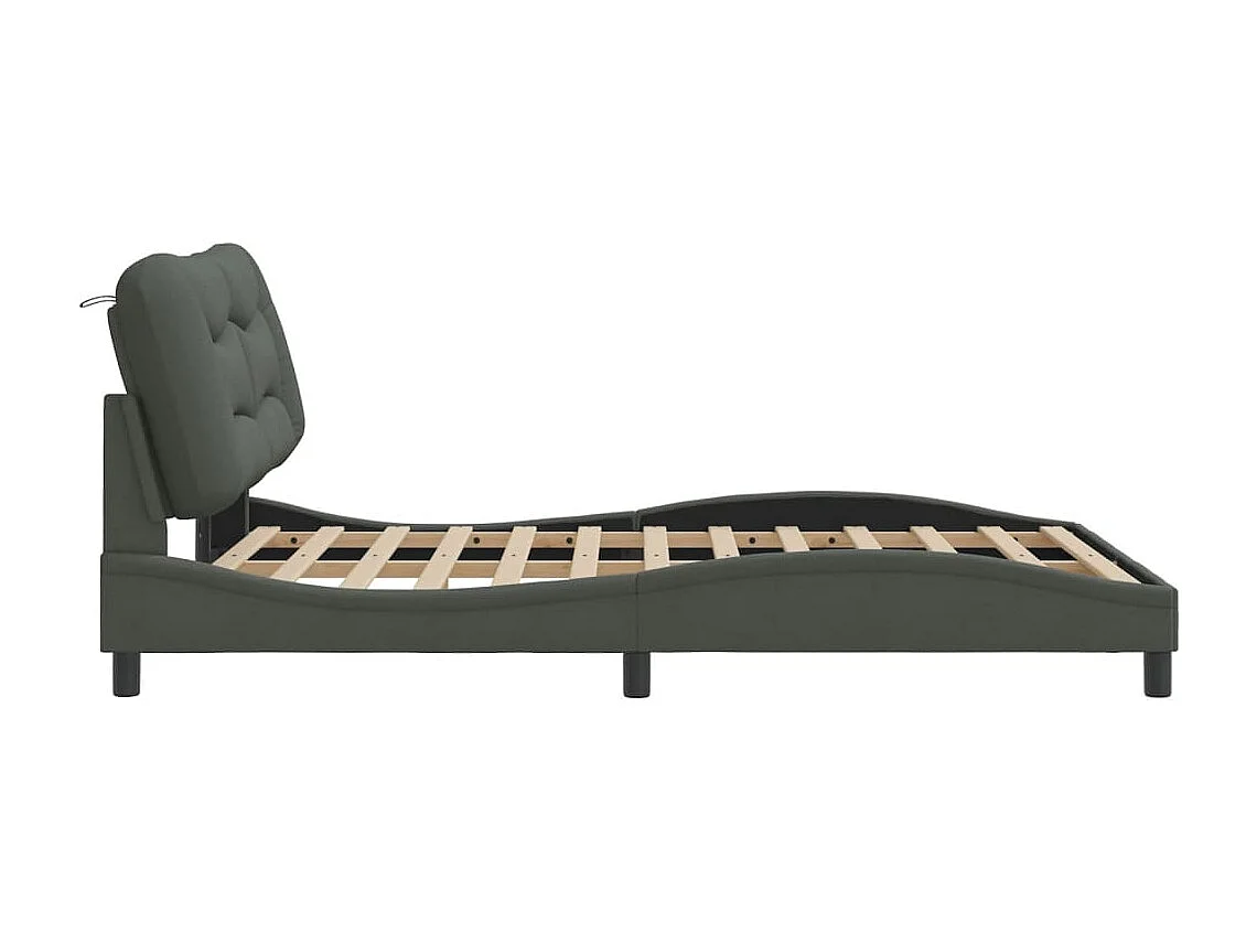 Bedframe zonder matras "Hvar" stof donkergrijs 140x190 cm