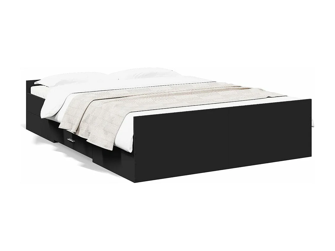 Cadre de lit avec tiroirs sans matelas noir 140x190 cm