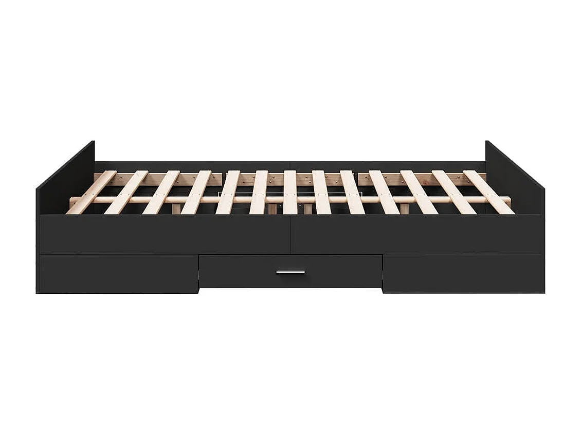 Cadre de lit avec tiroirs sans matelas noir 140x190 cm