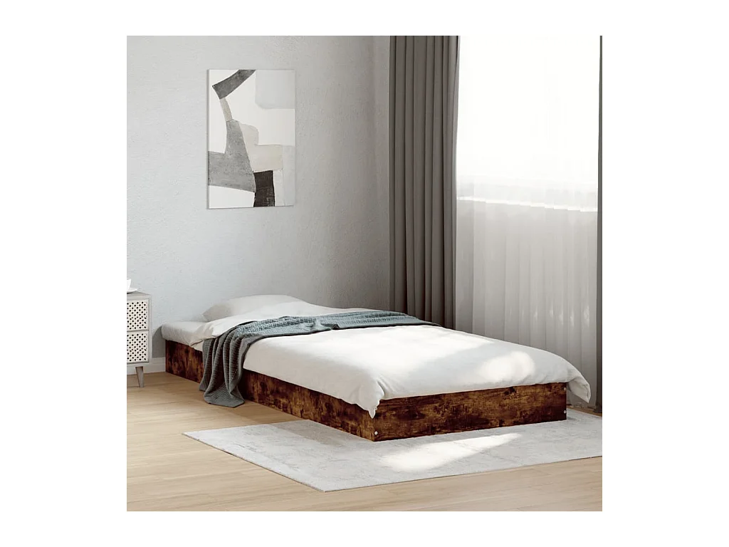 Cadre de lit sans matelas chêne fumé 75x190cm bois d'ingénierie
