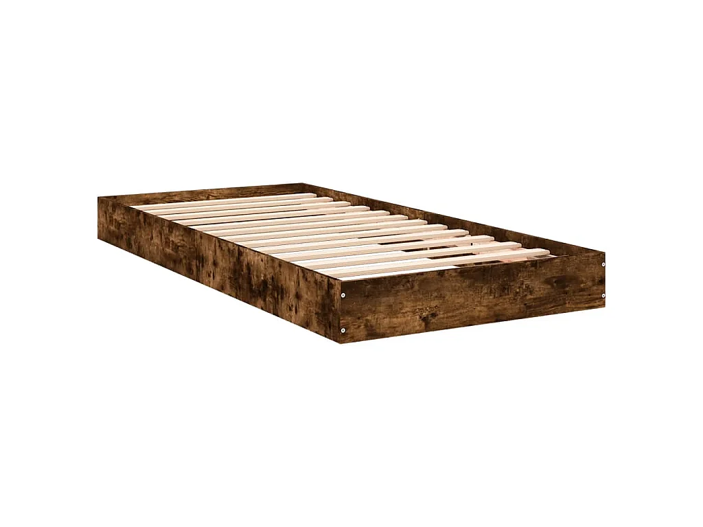 Cadre de lit sans matelas chêne fumé 75x190cm bois d'ingénierie