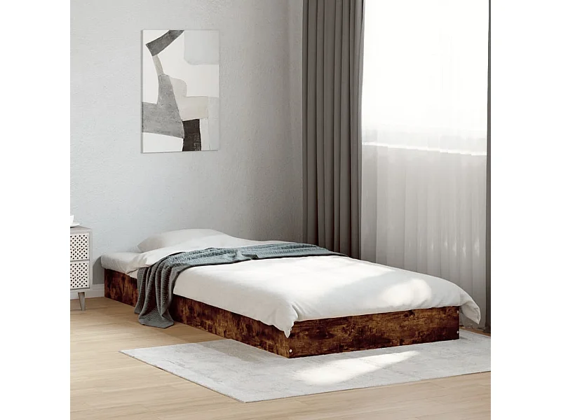 Cadre de lit sans matelas chêne fumé 75x190cm bois d'ingénierie