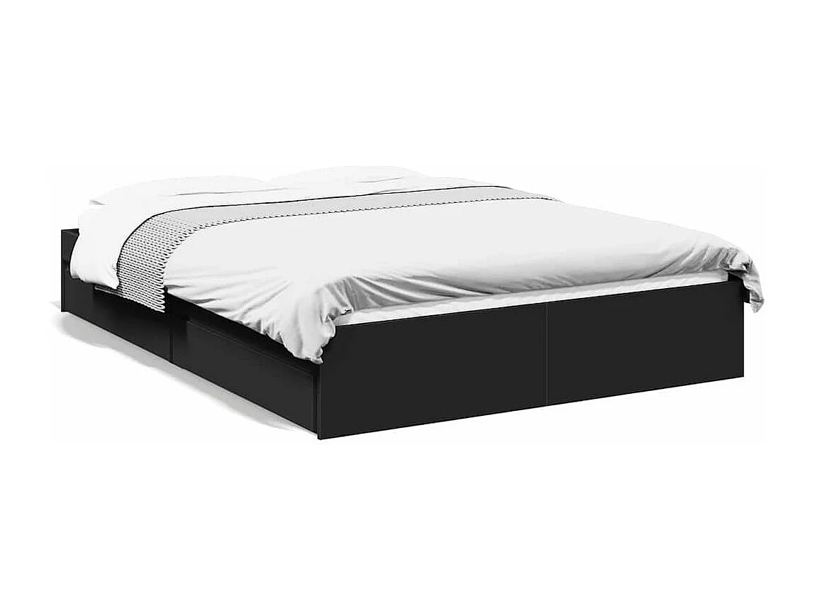 Estrutura de cama c/ gavetas 120x200 cm derivados madeira preto