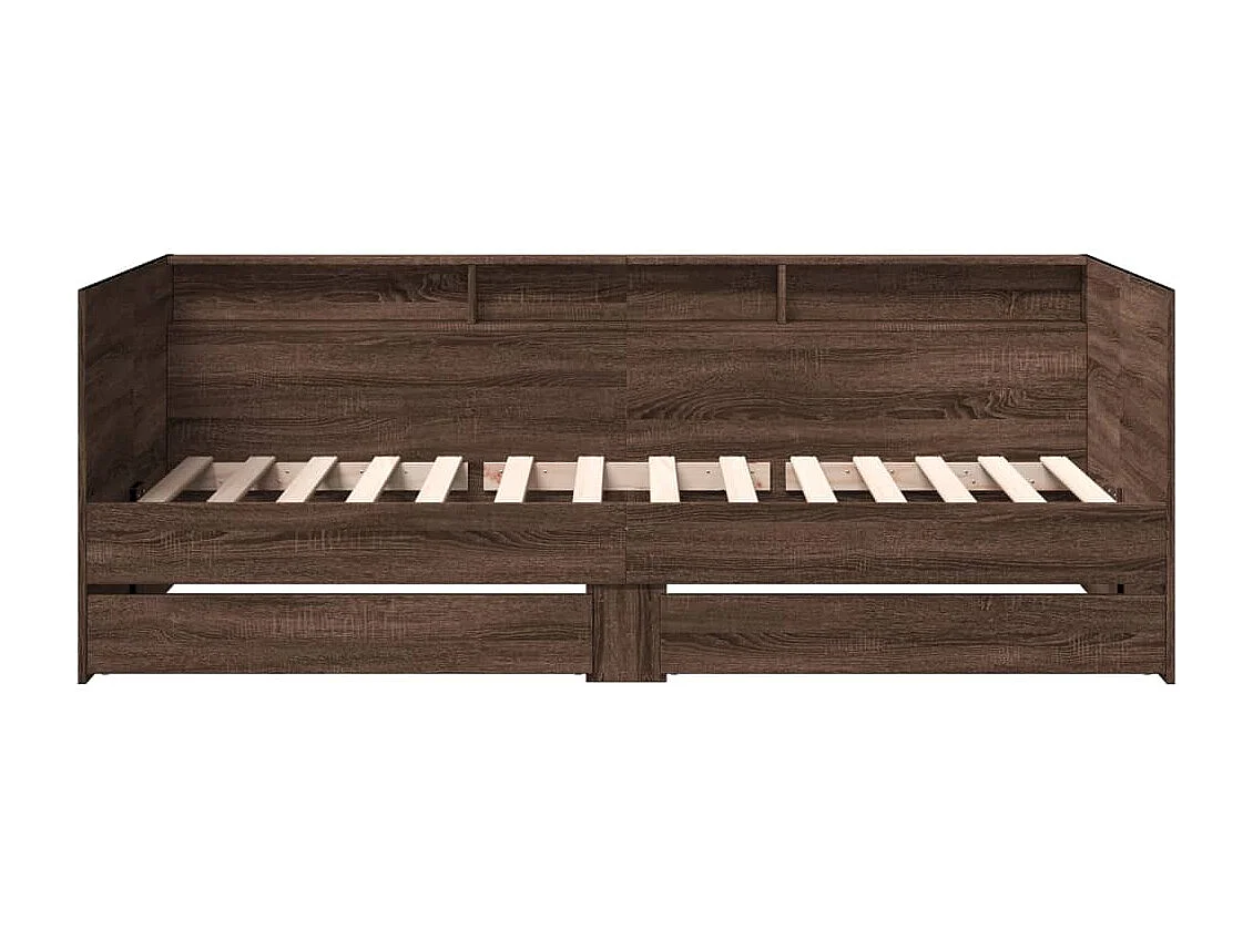 Lit de jour avec tiroirs sans matelas chêne marron 75x190 cm