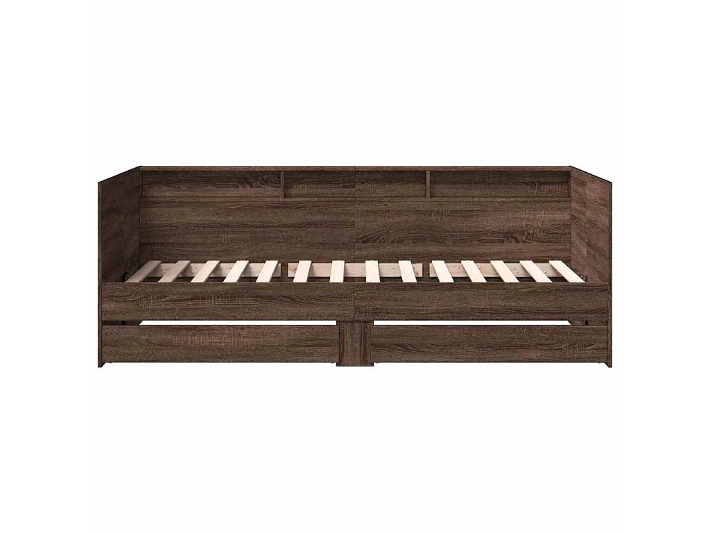 Lit de jour avec tiroirs sans matelas chêne marron 75x190 cm