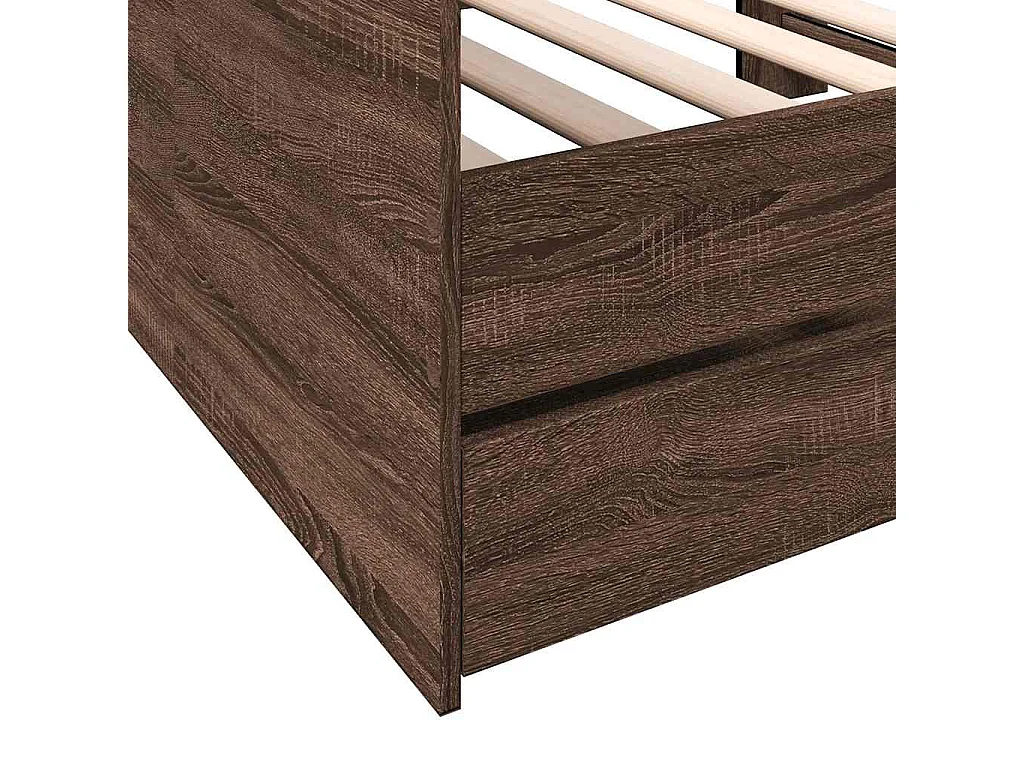 Lit de jour avec tiroirs sans matelas chêne marron 75x190 cm
