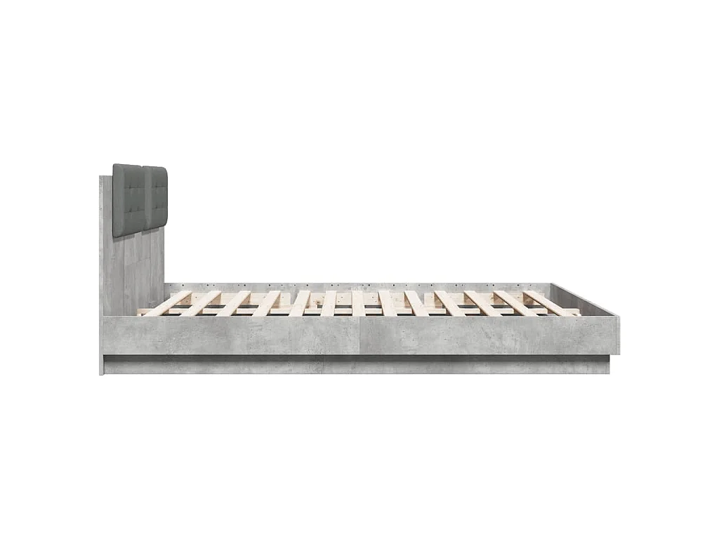 Bettgestell mit Kopfteil und LED-Leuchten Betongrau 180x200 cm