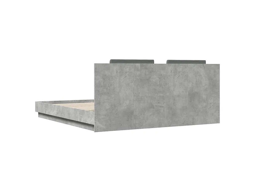 Bettgestell mit Kopfteil und LED-Leuchten Betongrau 180x200 cm