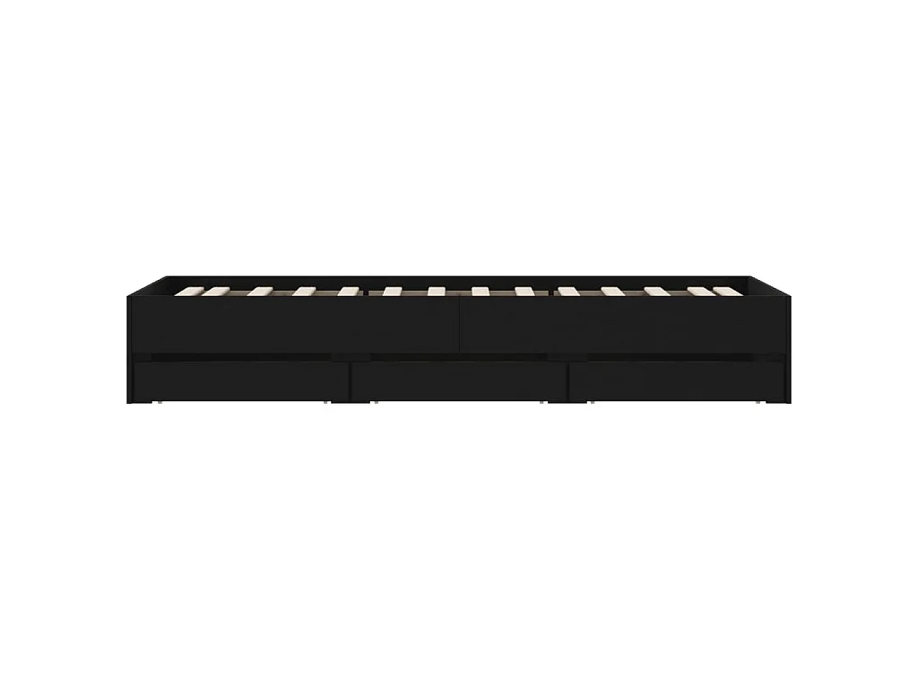 Cadre de lit avec tiroirs sans matelas noir 90x200 cm