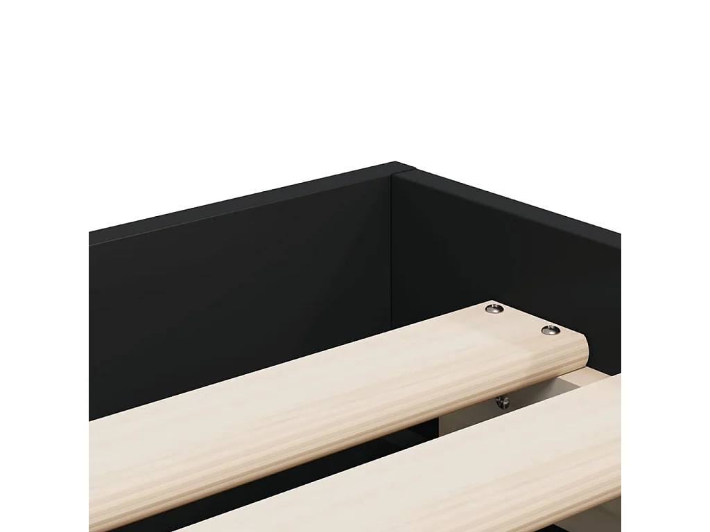 Cadre de lit avec tiroirs sans matelas noir 90x200 cm