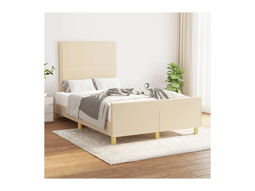 Cadre de lit sans matelas crème 120x190 cm tissu