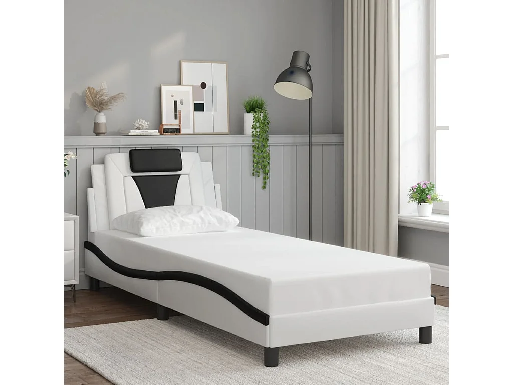 Estructura de cama Viana con LED sin colchón blanco y negro 90x190cm