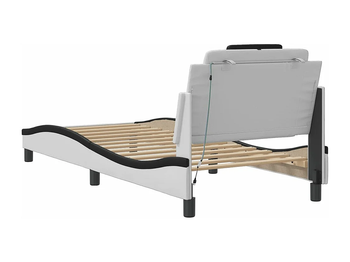Estructura de cama Viana con LED sin colchón blanco y negro 90x190cm