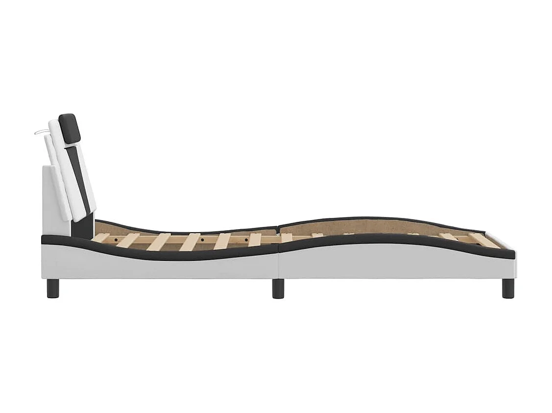 Bedframe "Viana" met LED zonder matras wit en zwart 90x190 cm