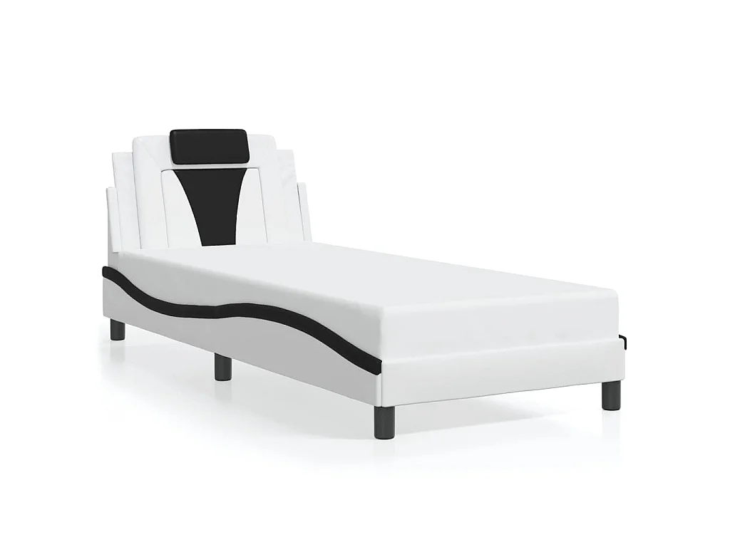 Bettgestell "Viana" mit LED ohne Matratze Weiß und Schwarz 90x190 cm