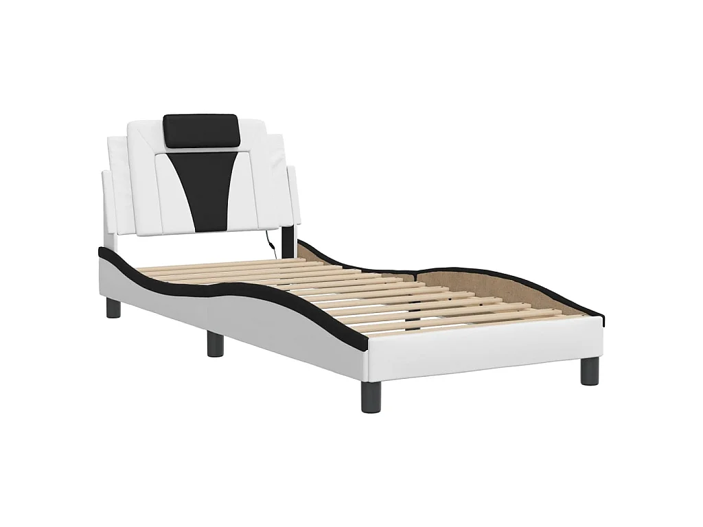 Cadre de lit Viana avec LED sans matelas blanc et noir 90x190 cm
