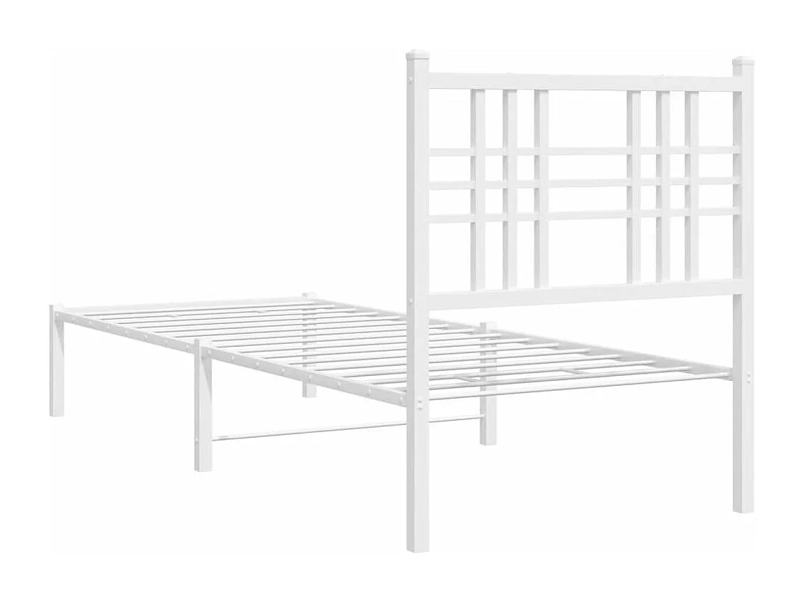 Giroletto senza Materaso con Testiera Metallo Bianco 75x190 cm