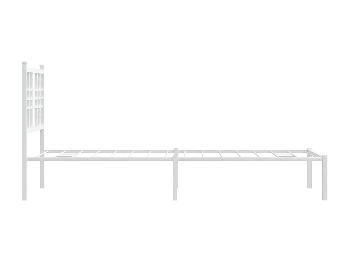 Cadre de lit métal sans matelas avec tête de lit blanc 75x190cm