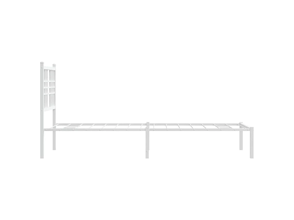 Cadre de lit métal sans matelas avec tête de lit blanc 75x190cm