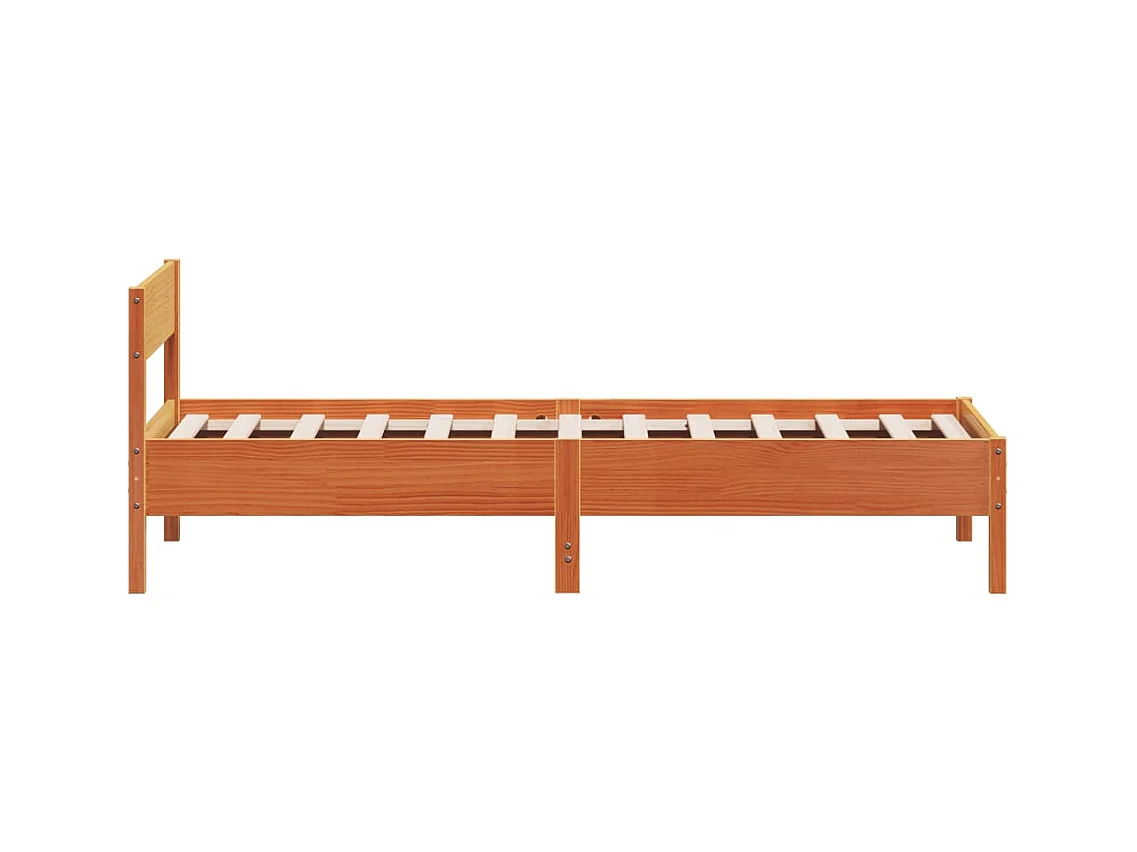 Bedframe zonder matras massief grenenhout wasbruin 90x200 cm