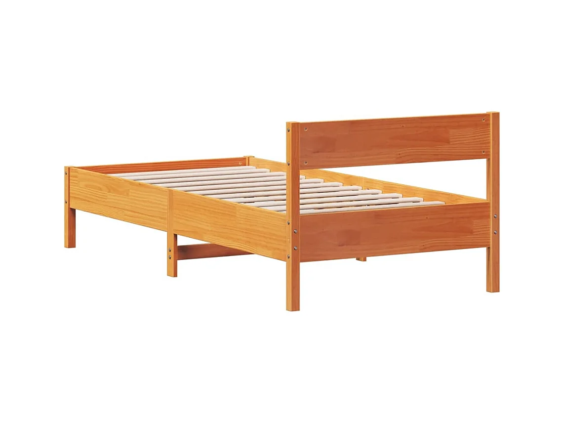 Bedframe zonder matras massief grenenhout wasbruin 90x200 cm