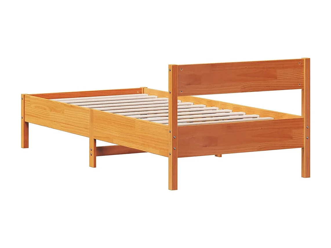 Bedframe zonder matras massief grenenhout wasbruin 90x200 cm