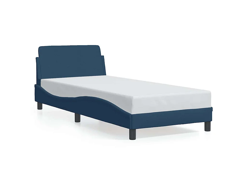 Estructura de cama con cabecero Dover tela azul 90x200 cm
