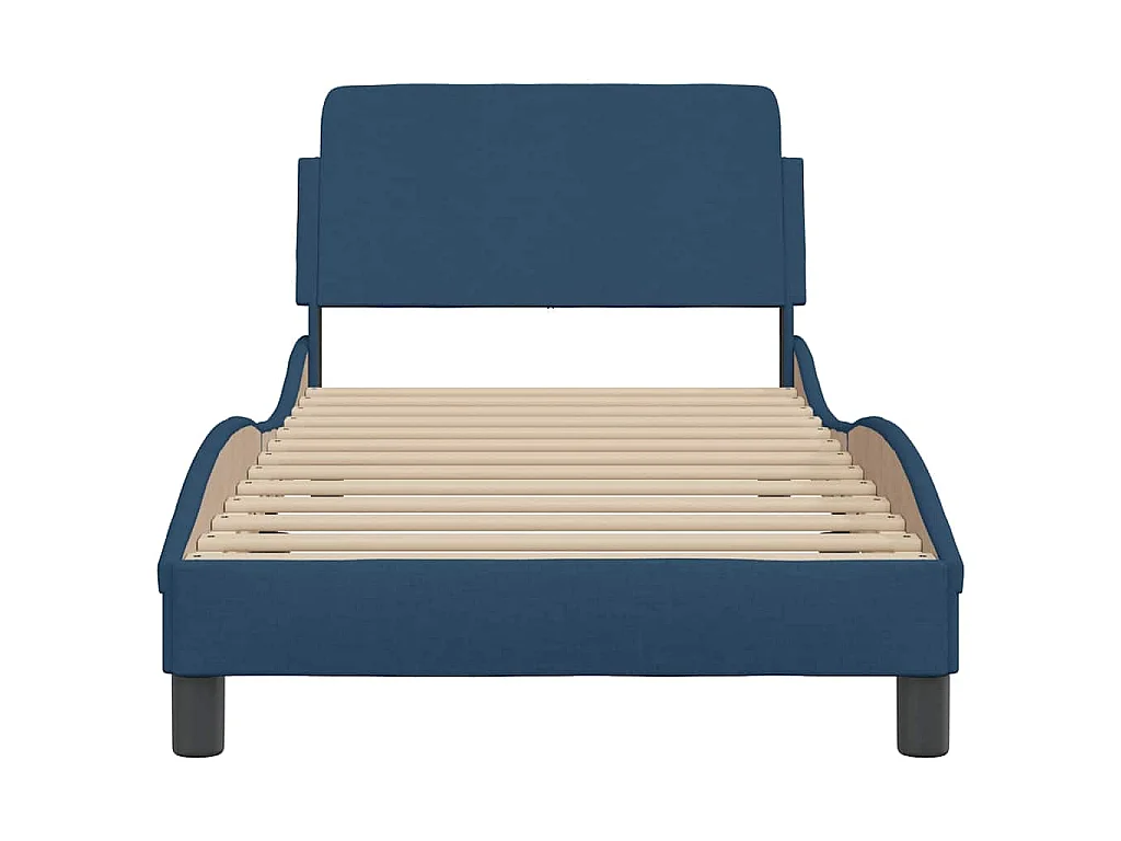 Estructura de cama con cabecero Dover tela azul 90x200 cm