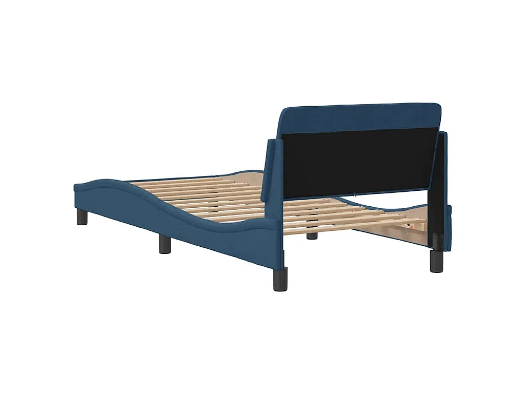 Estructura de cama con cabecero Dover tela azul 90x200 cm