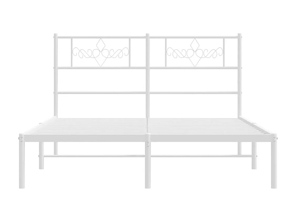 Bedframe met hoofdbord metaal wit 140x190 cm