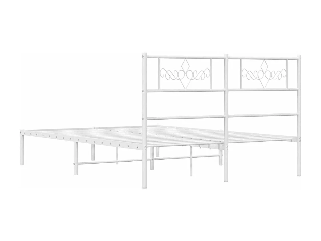 Bedframe met hoofdbord metaal wit 140x190 cm