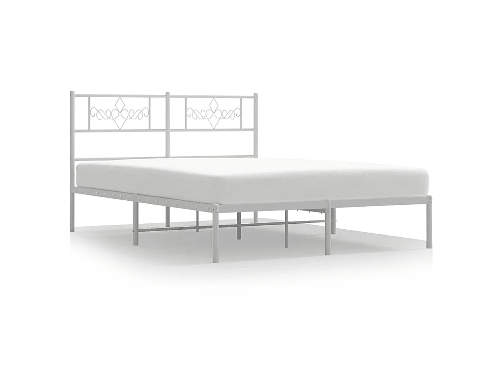 Bedframe met hoofdbord metaal wit 140x190 cm