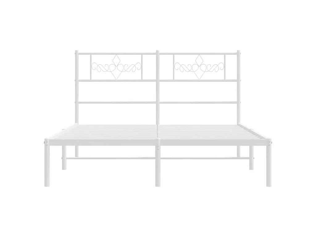 Bedframe met hoofdbord metaal wit 140x190 cm