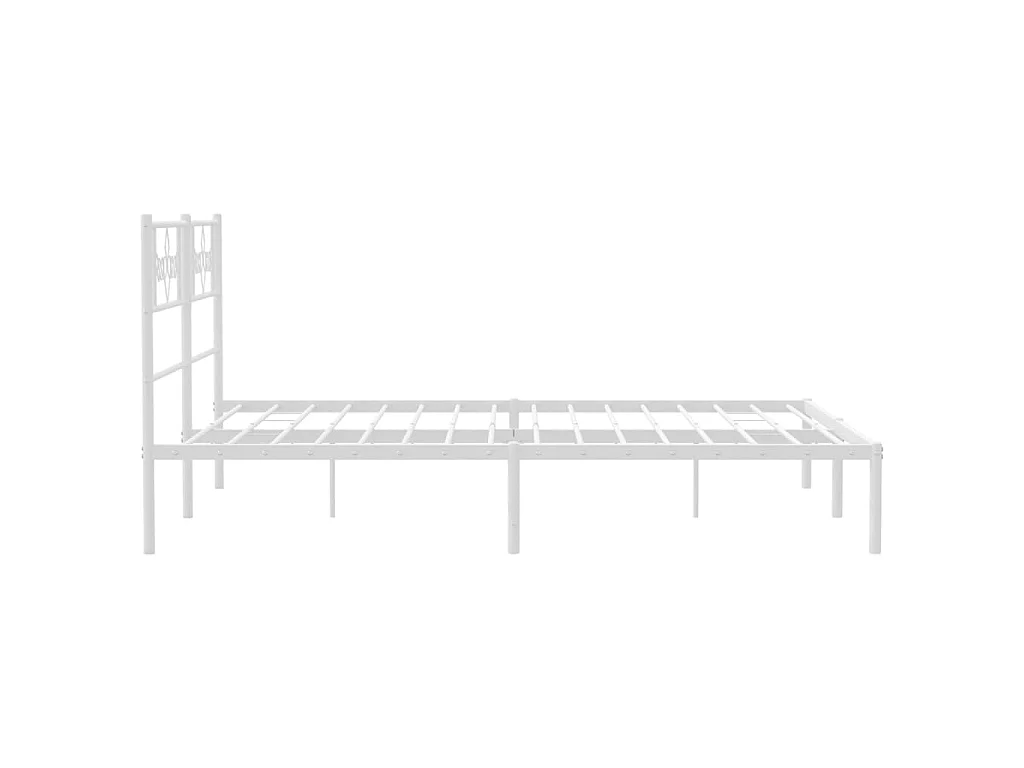 Cadre de lit métal sans matelas et tête de lit blanc 140x190 cm